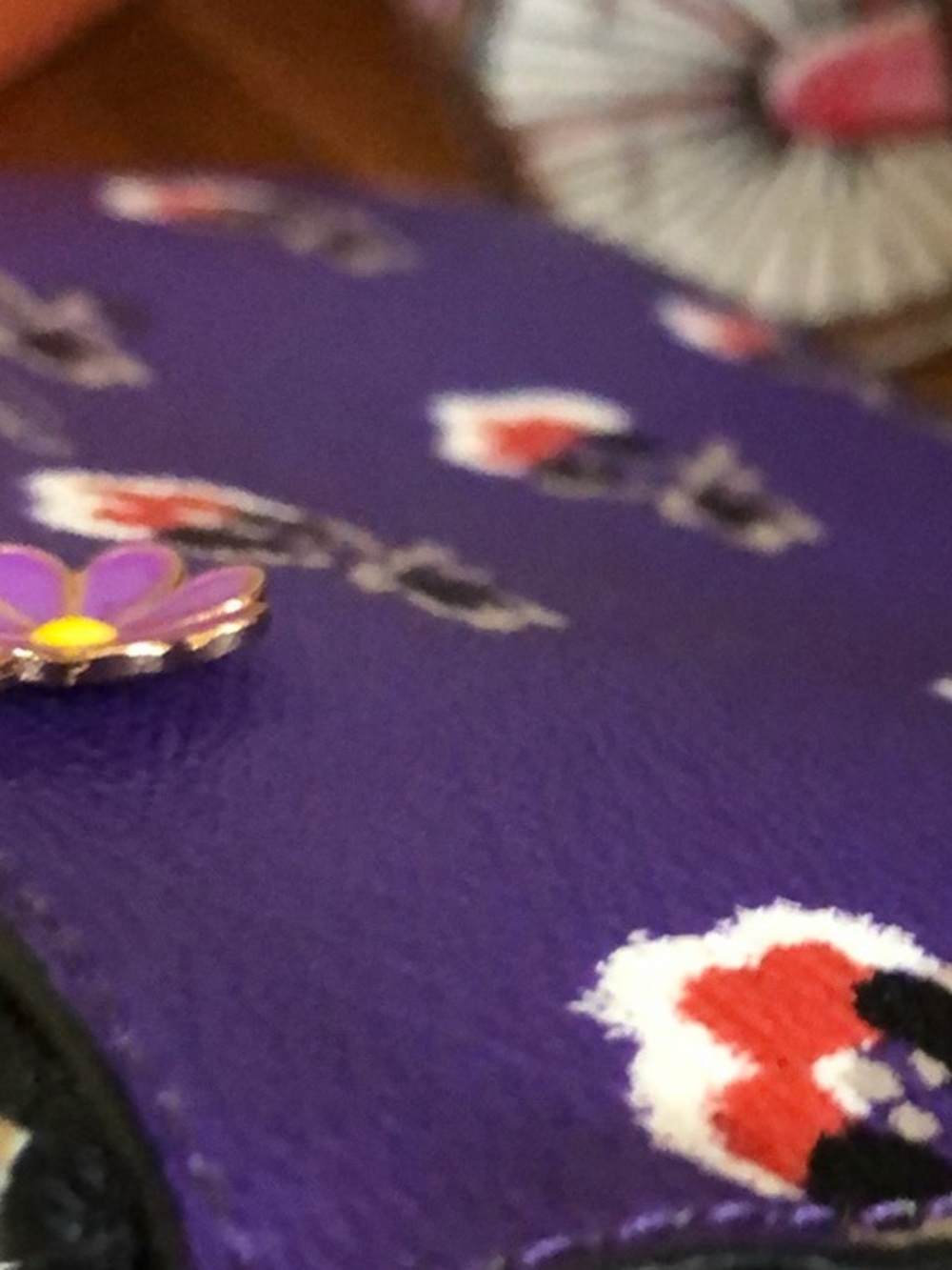 Coach Purple Floral Zip Pouch with Gold Logo & Charm - Picture 3 of 9